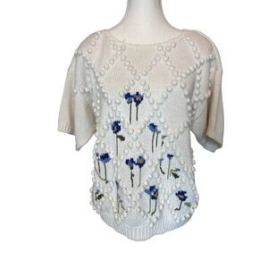 RUSS Studio | Vintage Pom Pom Floral Sweater | Large